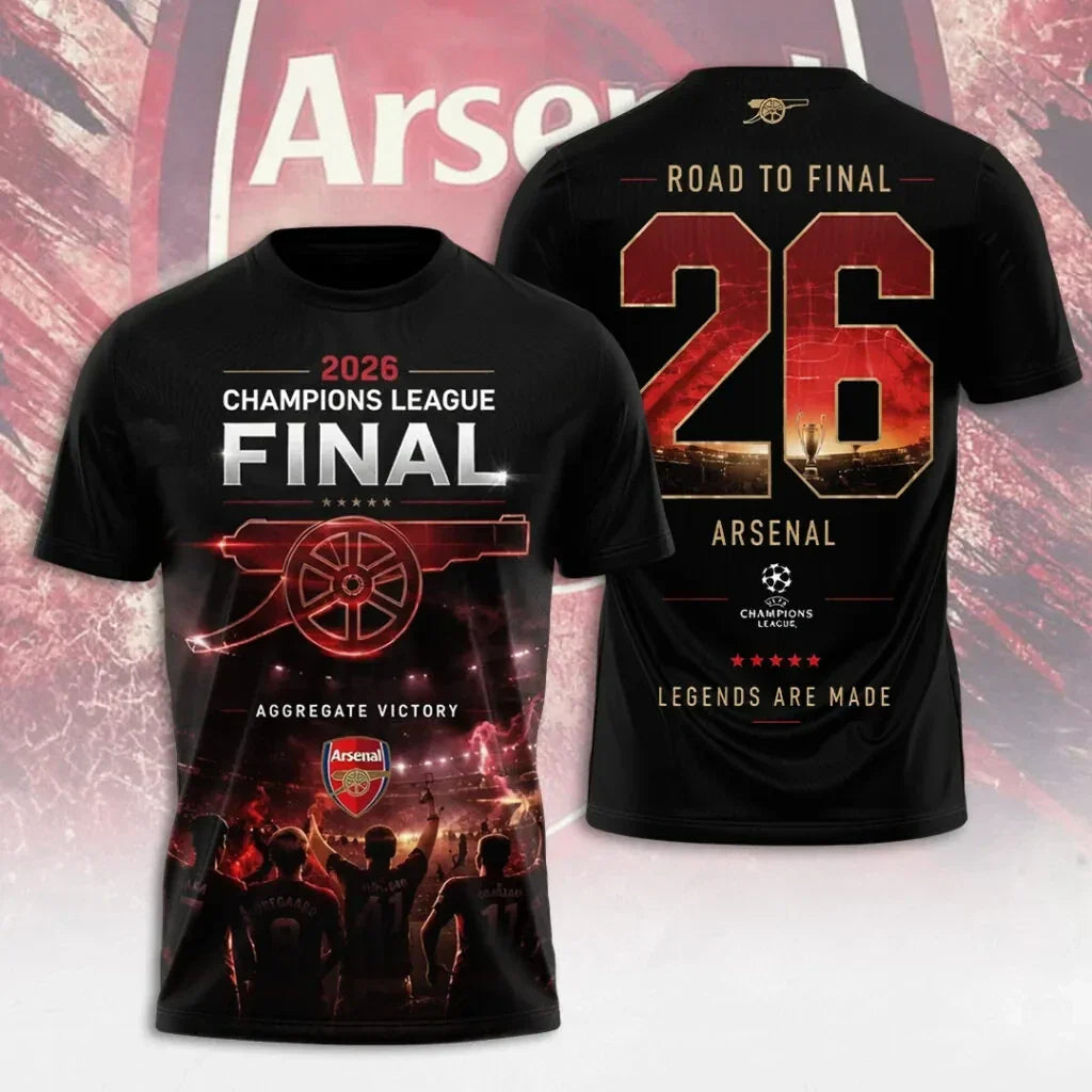 Arsenal F.C Champions League Final 2026 3D Apparel T-Shirt
