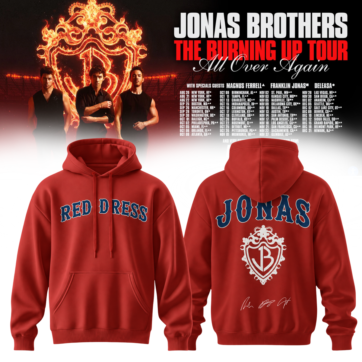 Jonas Brothers “The Burning Up Tour All Over Again 2026” Limited Edition Hoodie