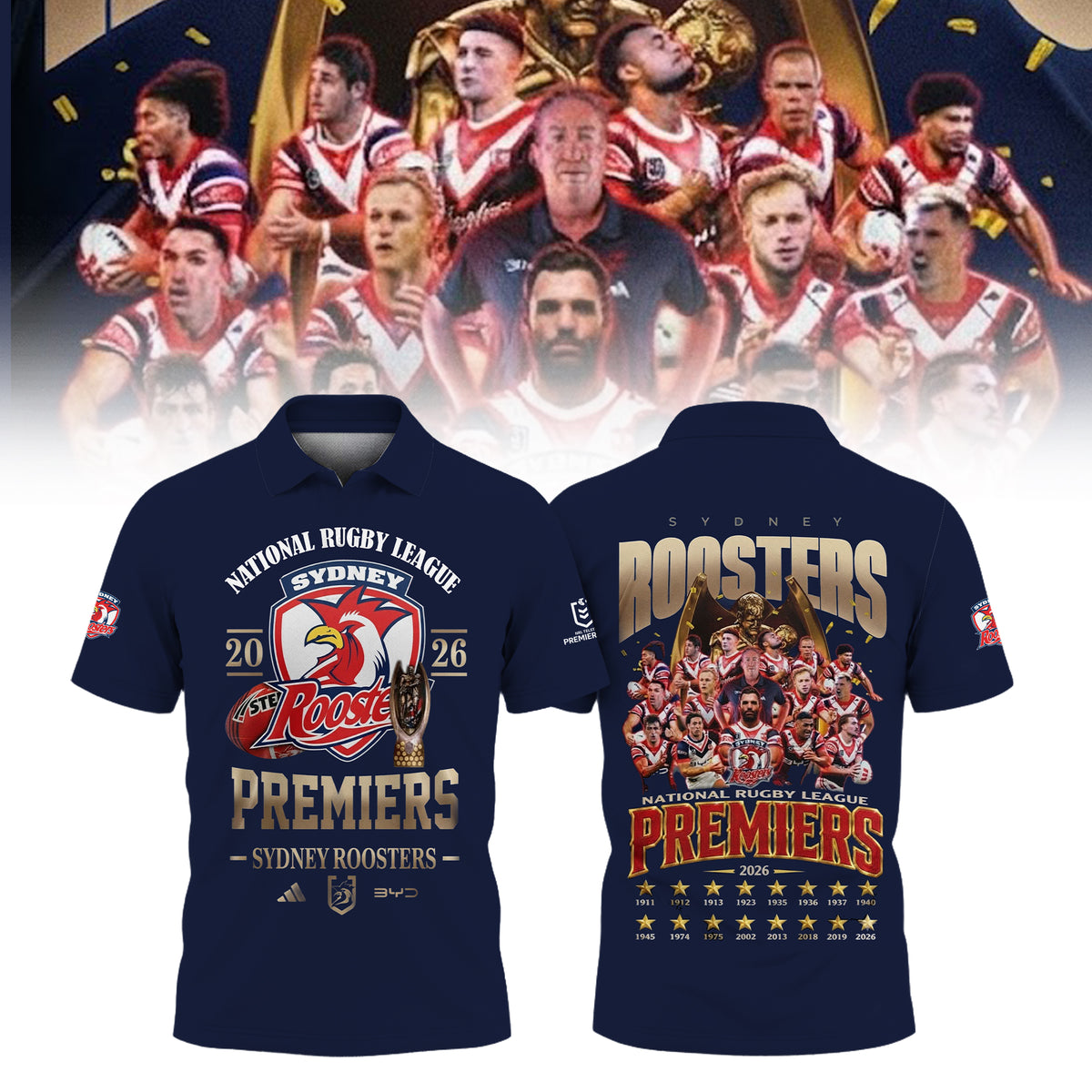 Limited Edition Sydney Roosters NRL Premiers 2026 Polo