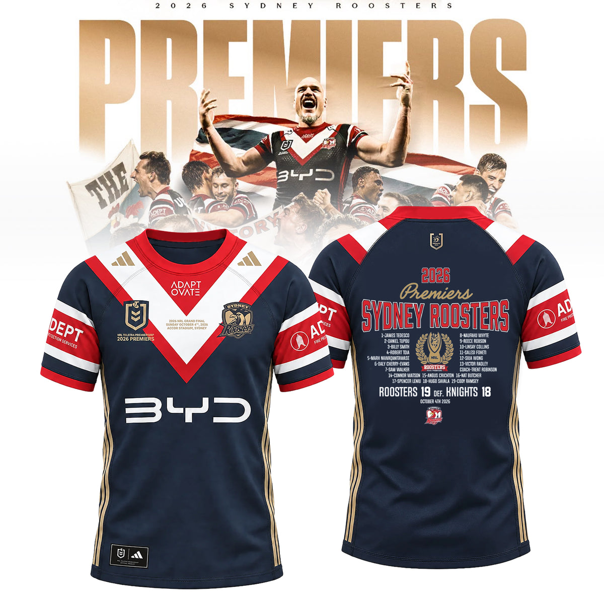 Limited Edition Sydney Roosters NRL Premiers 2026 Shirt