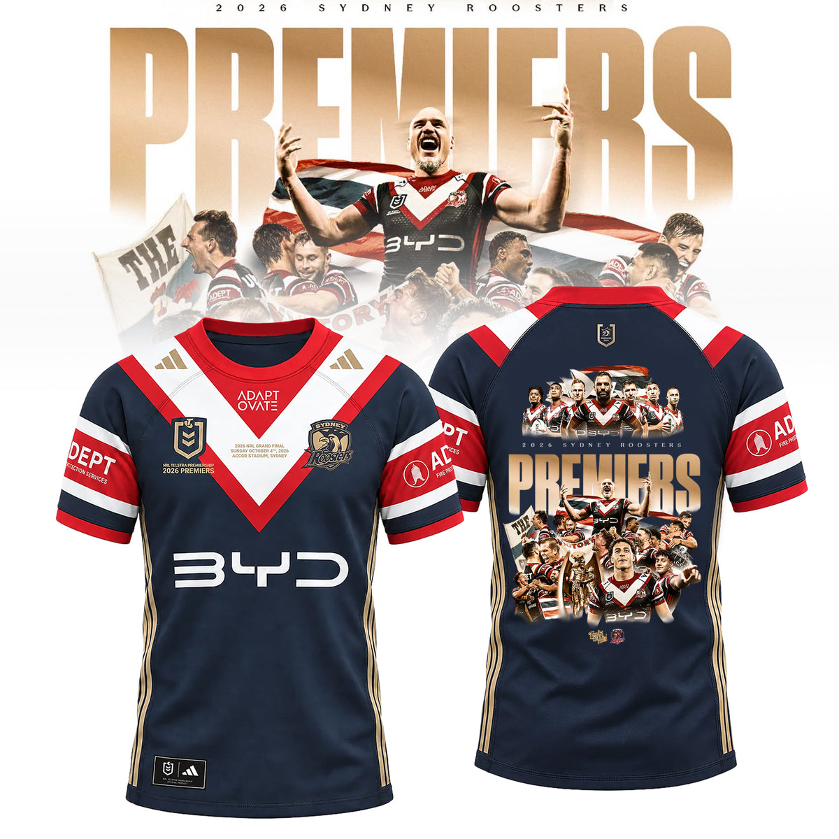 Limited Edition Sydney Roosters NRL Premiers 2026 Shirt