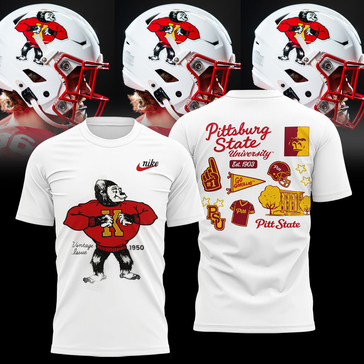 "Vintage Issue 1950" Pittsburg State football TShirt