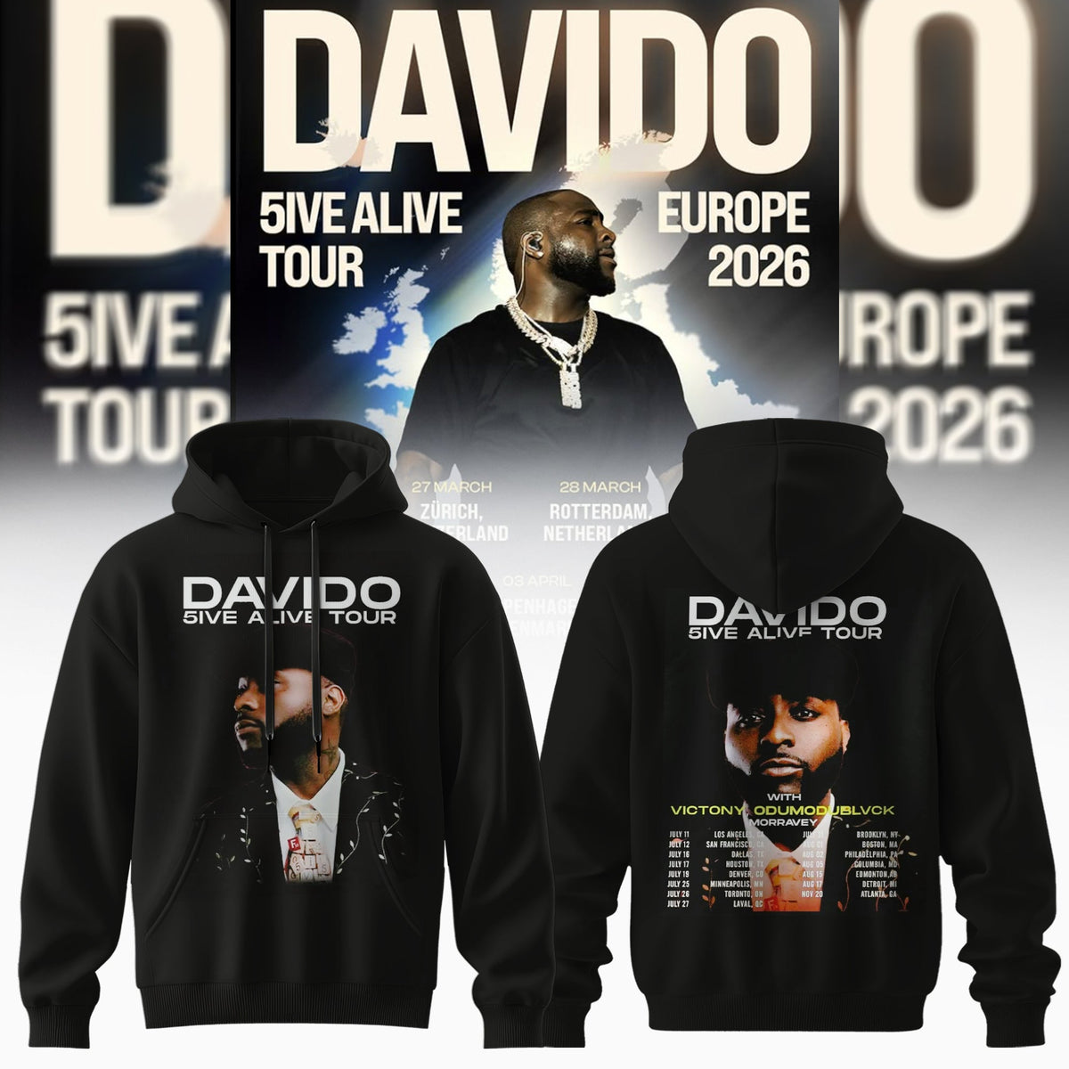 Davido “ 5IVE ALIVE TOUR “ EUROPE 2026 Collection