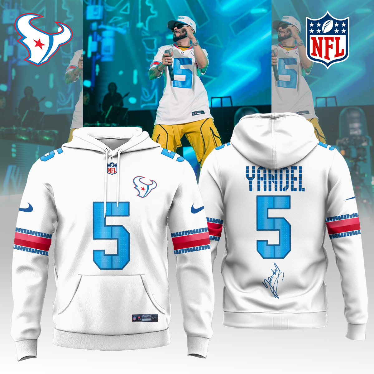 Yandel x Houston Texans”Yandel Sinfónico USA Tour 2026″. Limited Edition Signature Hoodie