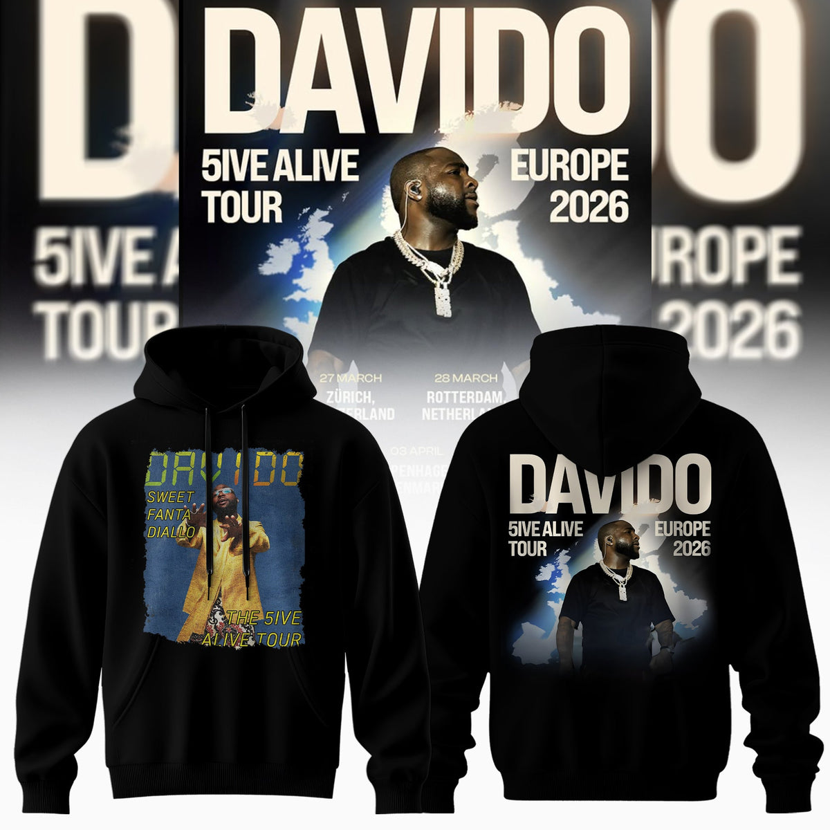 Davido “ 5IVE ALIVE TOUR “ EUROPE 2026 Collection