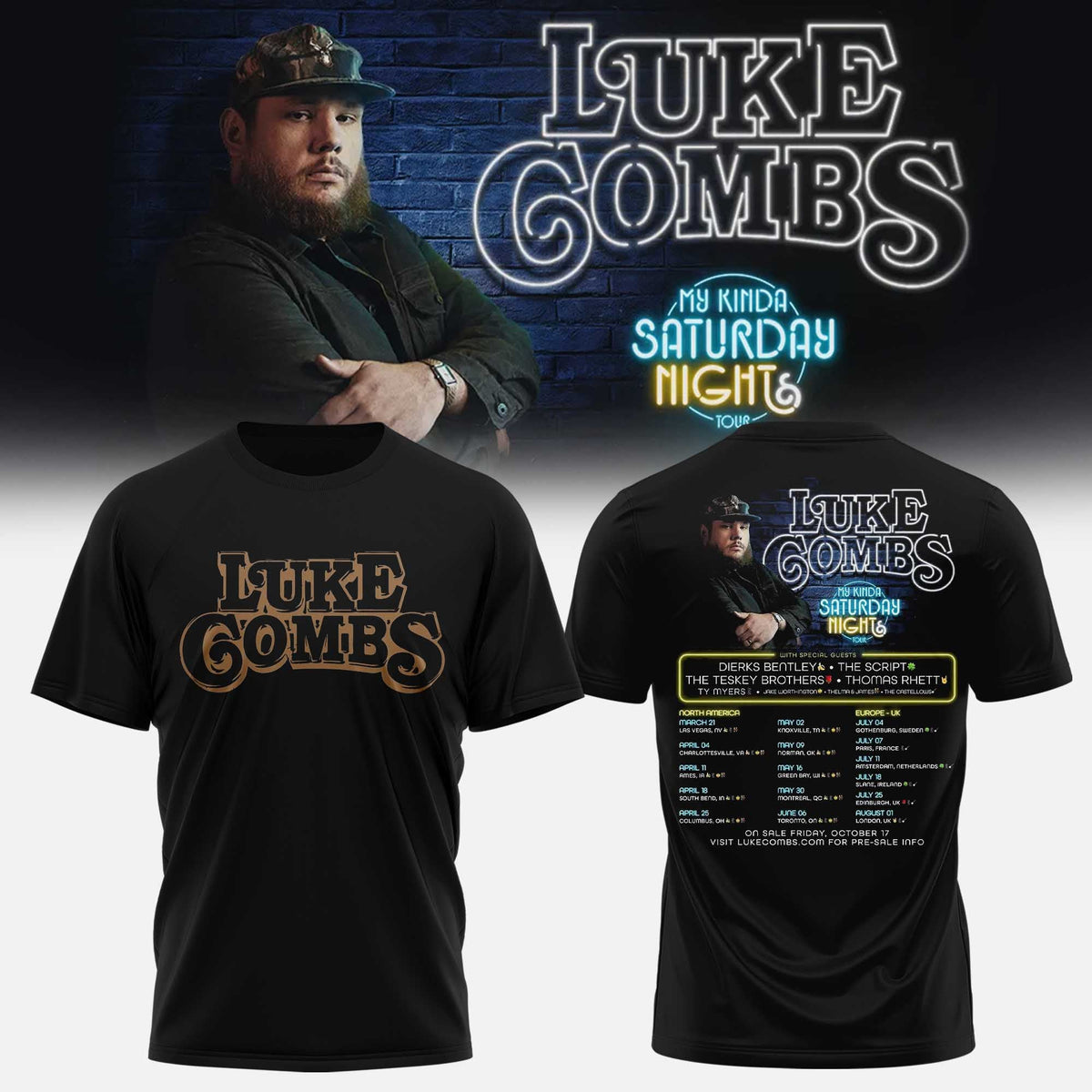 LUKE COMBS: MY KINDA SATURDAY NIGHT TOUR� T-SHIRT LIMITED