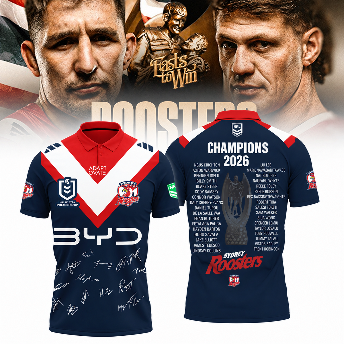 Limited Edition Sydney Roosters NRL Premiers 2026 Polo