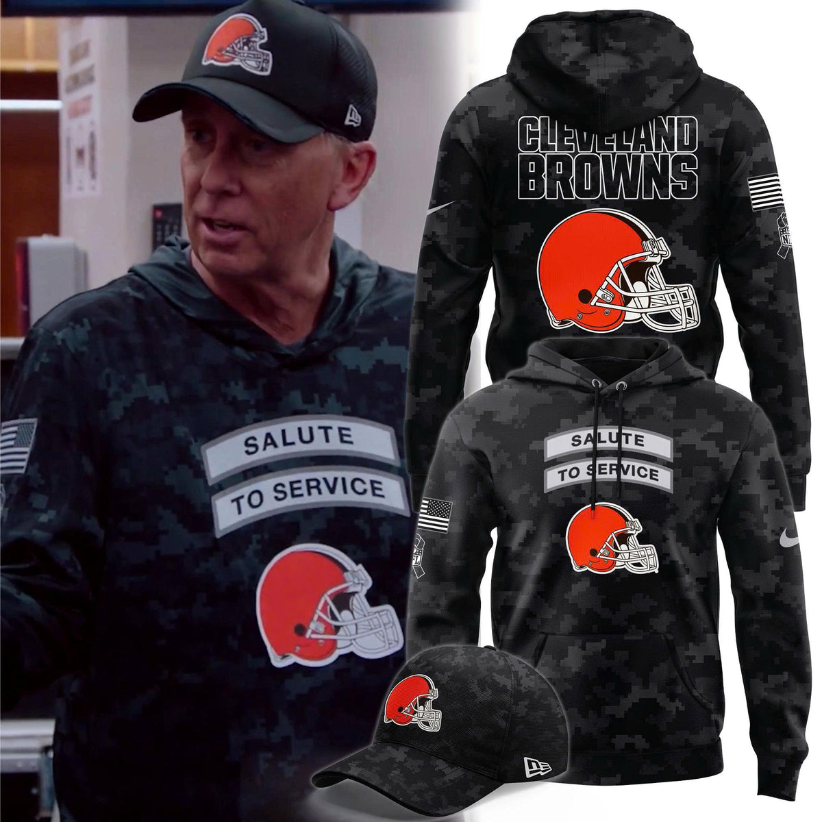 Salute to Service Cle Browns Camo Football Hoodie