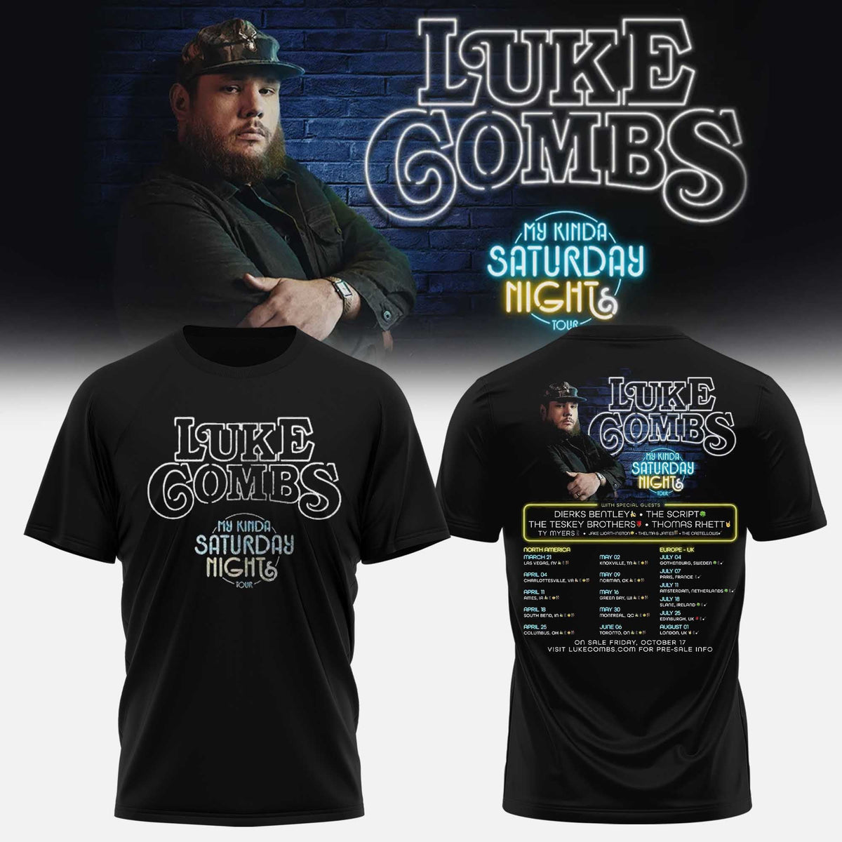 LUKE COMBS: MY KINDA SATURDAY NIGHT TOUR� T-SHIRT LIMITED