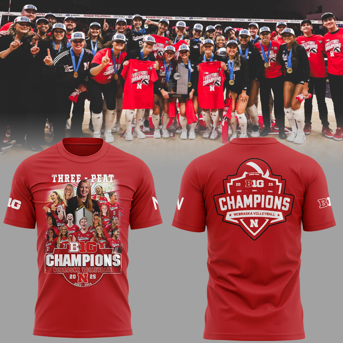 Nebraska Huskers 2025 Big 10 Women™s Volleyball Regular Season Champions Combo Shirt