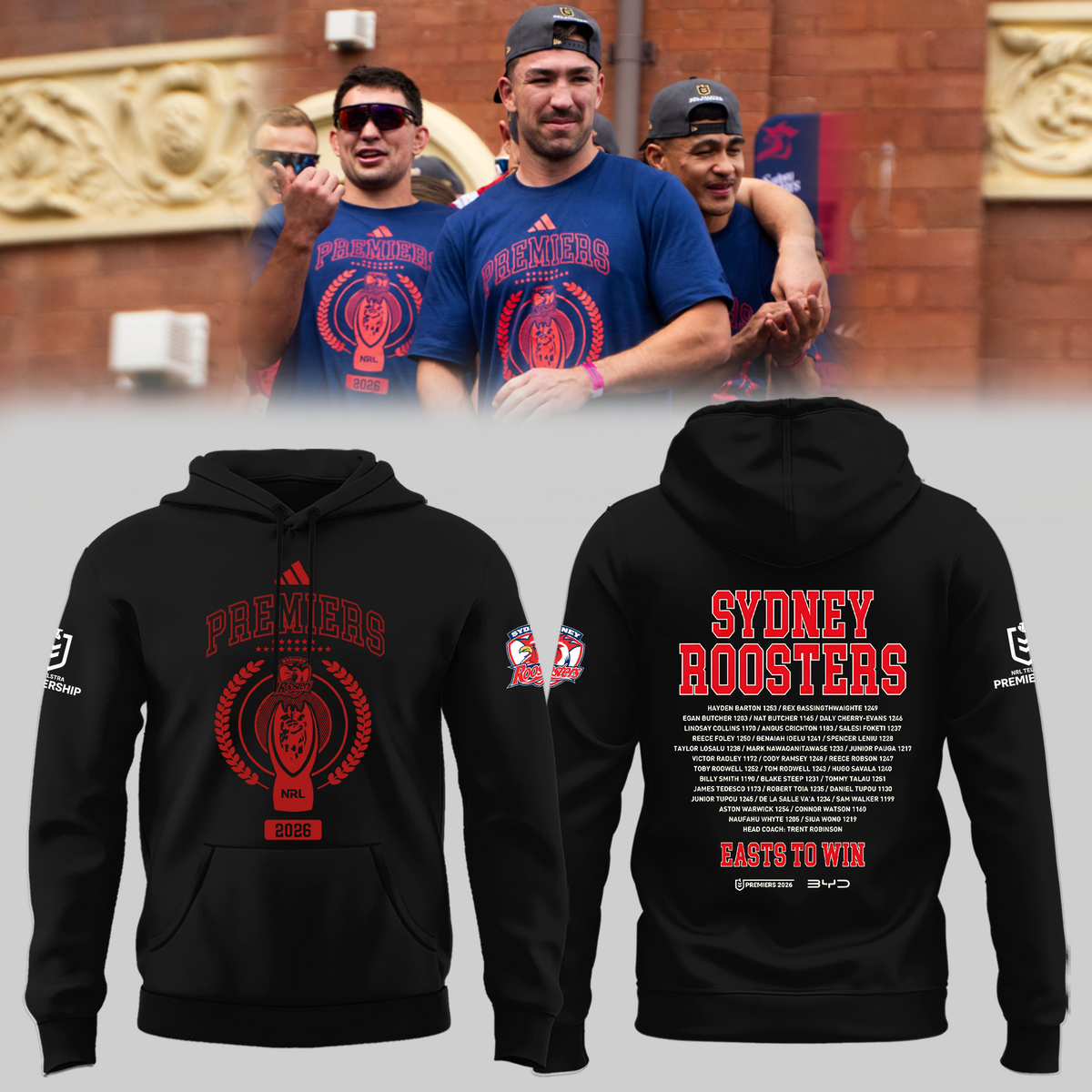 Limited Edition Sydney Roosters NRL Premiers 2026 Hoodie