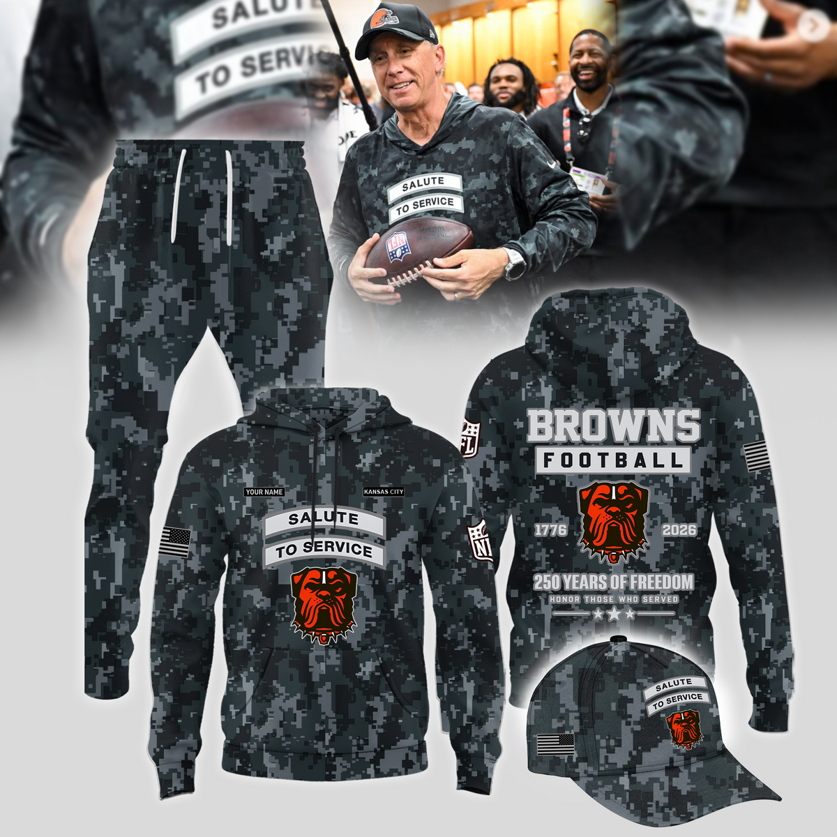 Salute to Service Cle Browns Camo Football Hoodie V2