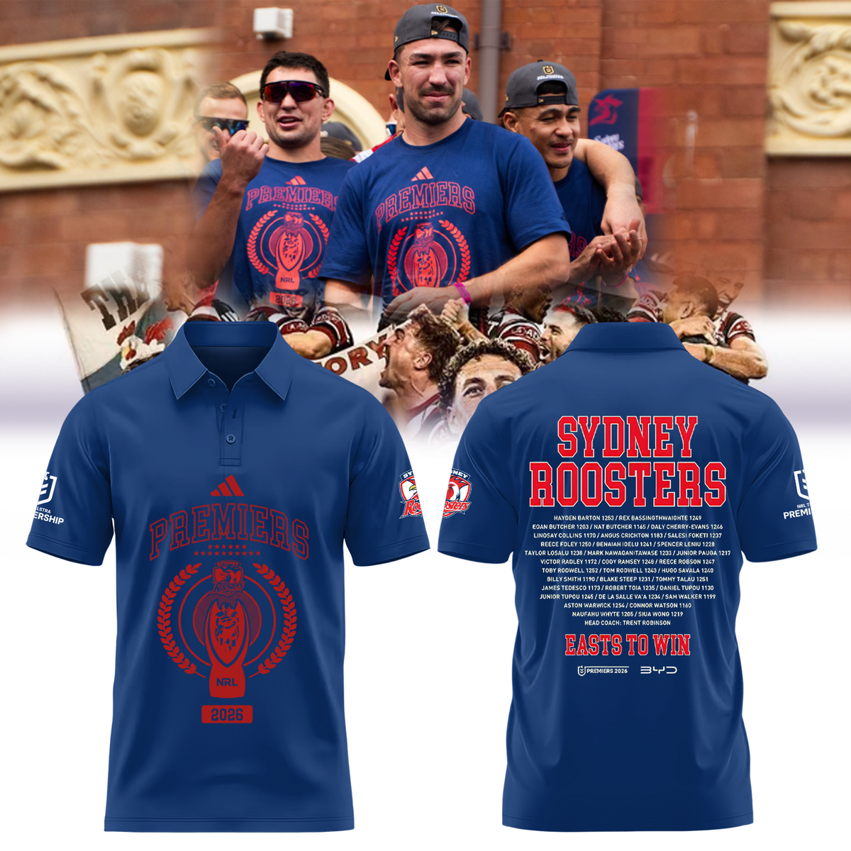 Limited Edition Sydney Roosters NRL Premiers 2026 Polo