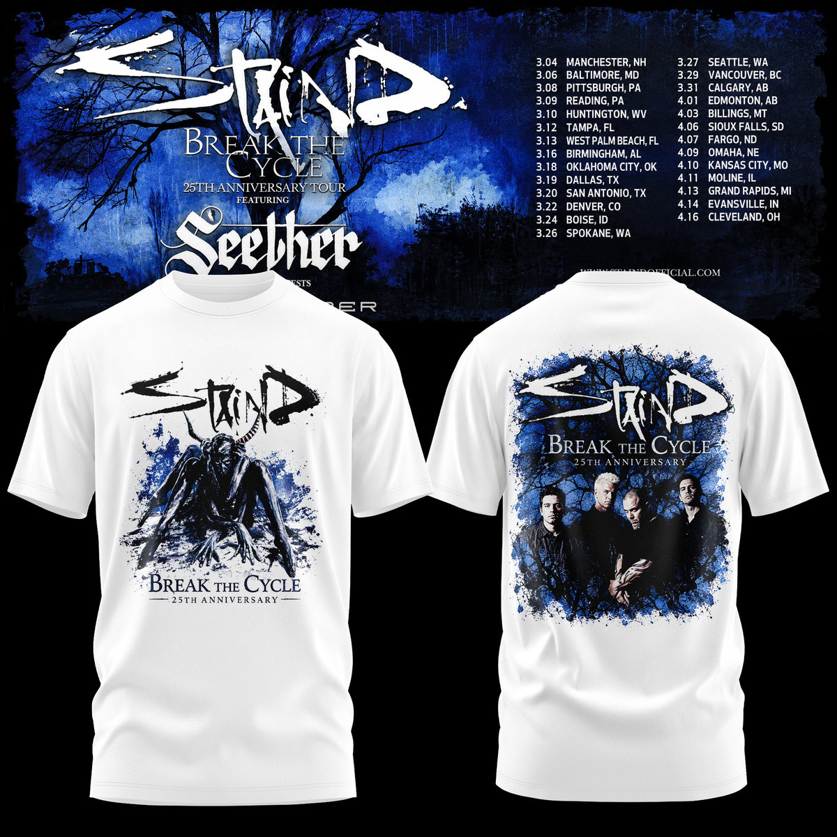 STAIND — BREAK THE CYCLE 25TH ANNIVERSARY TOUR TShirt