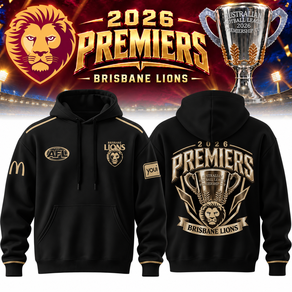 Brisbane Lions AFL 2026 Premiership Champions Hoodie