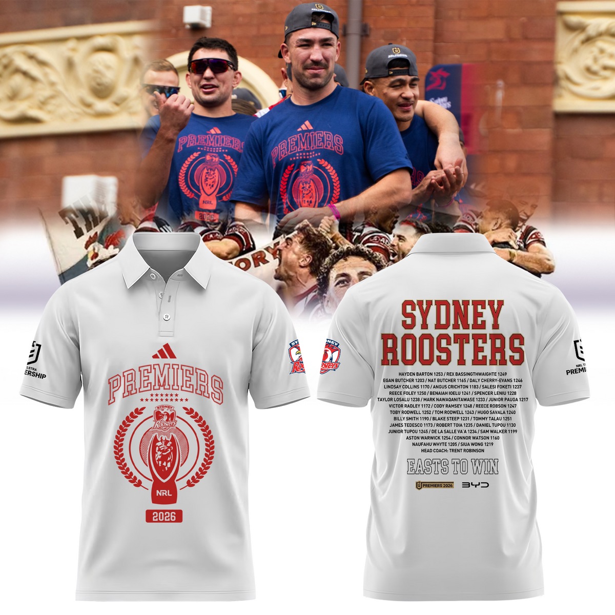 Limited Edition Sydney Roosters NRL Premiers 2026 Polo