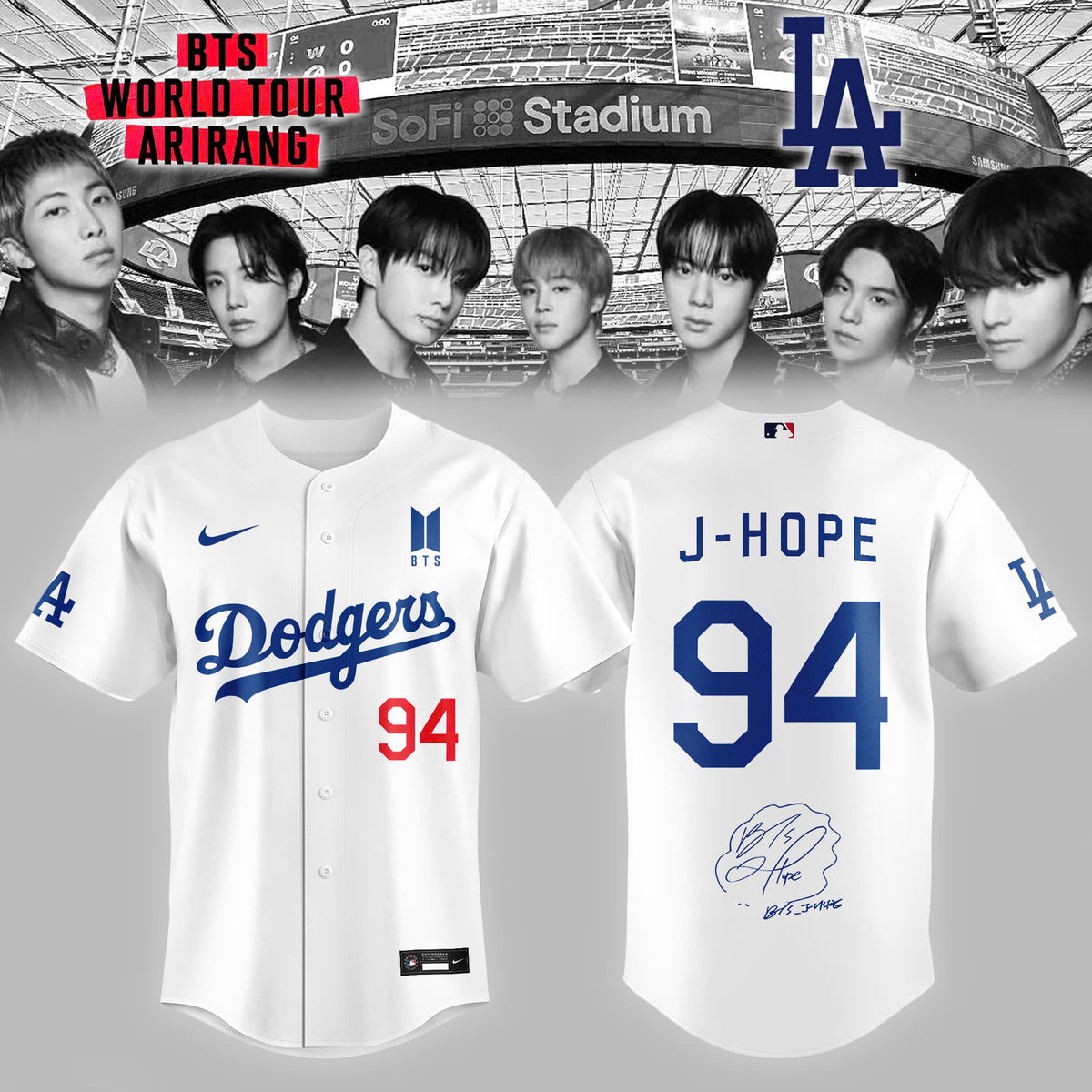 Los Angeles Dodgers x BTS 94 J-HOPE World Tour 2026 Limited Edition Jersey