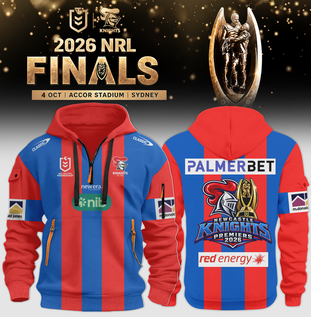 Newcastle Knights NRL Premiers 2026 Half ZipHoodie