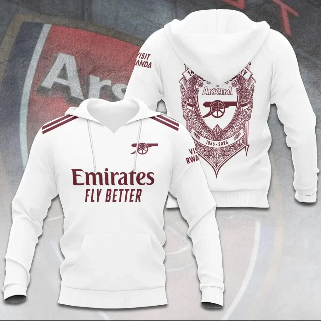 Arsenal FC 140th Anniversary 3D Apparel Hoodie