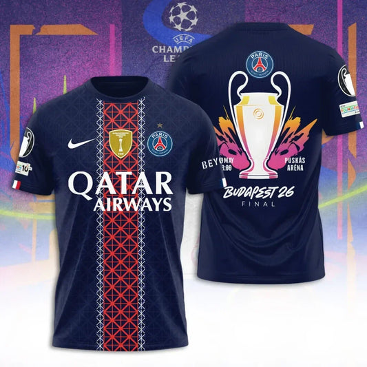 Paris Saint-Germain F.C Champions League Final 2026 3D Apparel T-Shirt