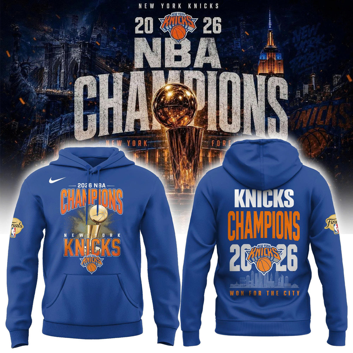 New York Knicks Basketball NBA Rings Champions Hoodie