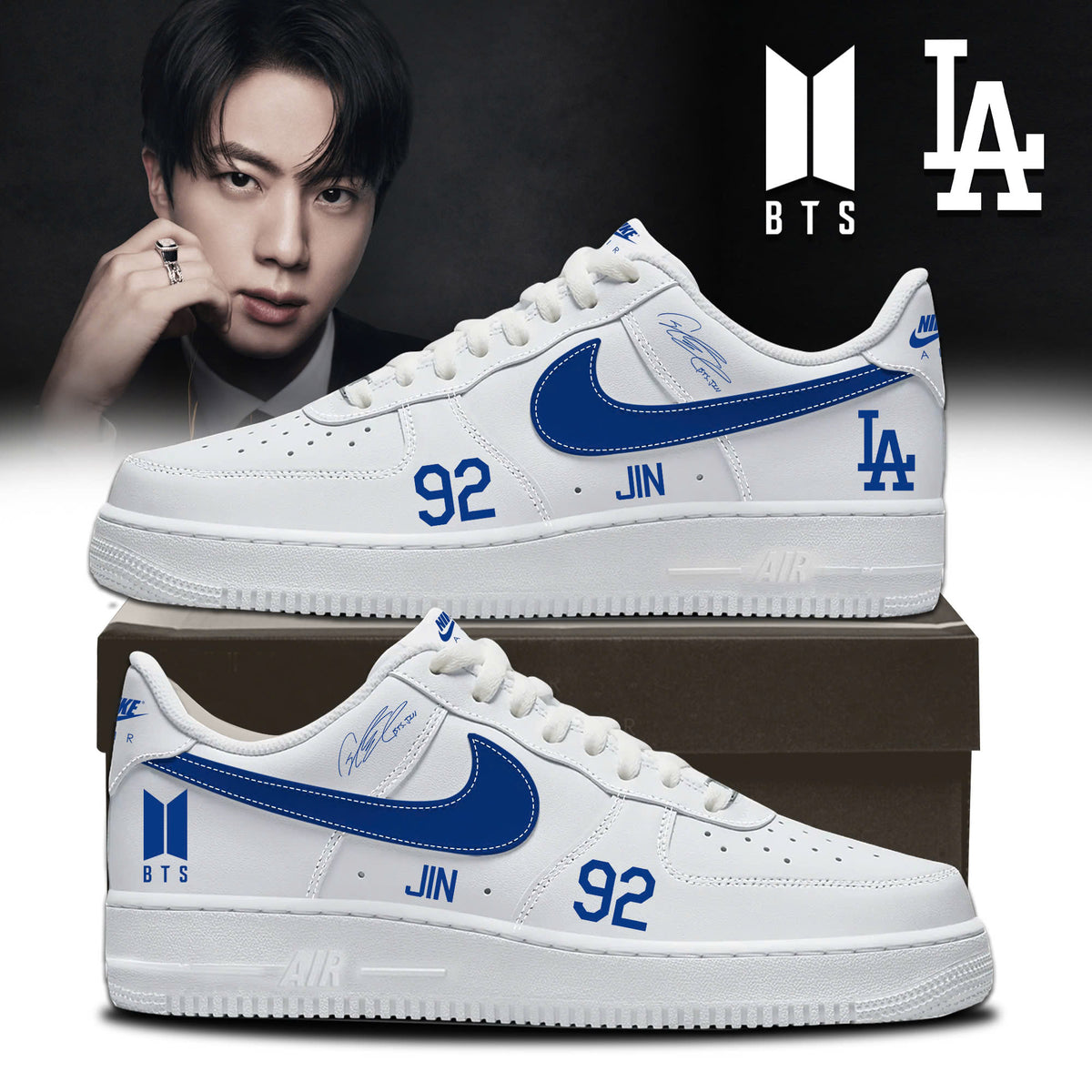Los Angeles Dodgers x BTS 92 JIN World Tour 2026 Limited Edition AF1 Sneakers