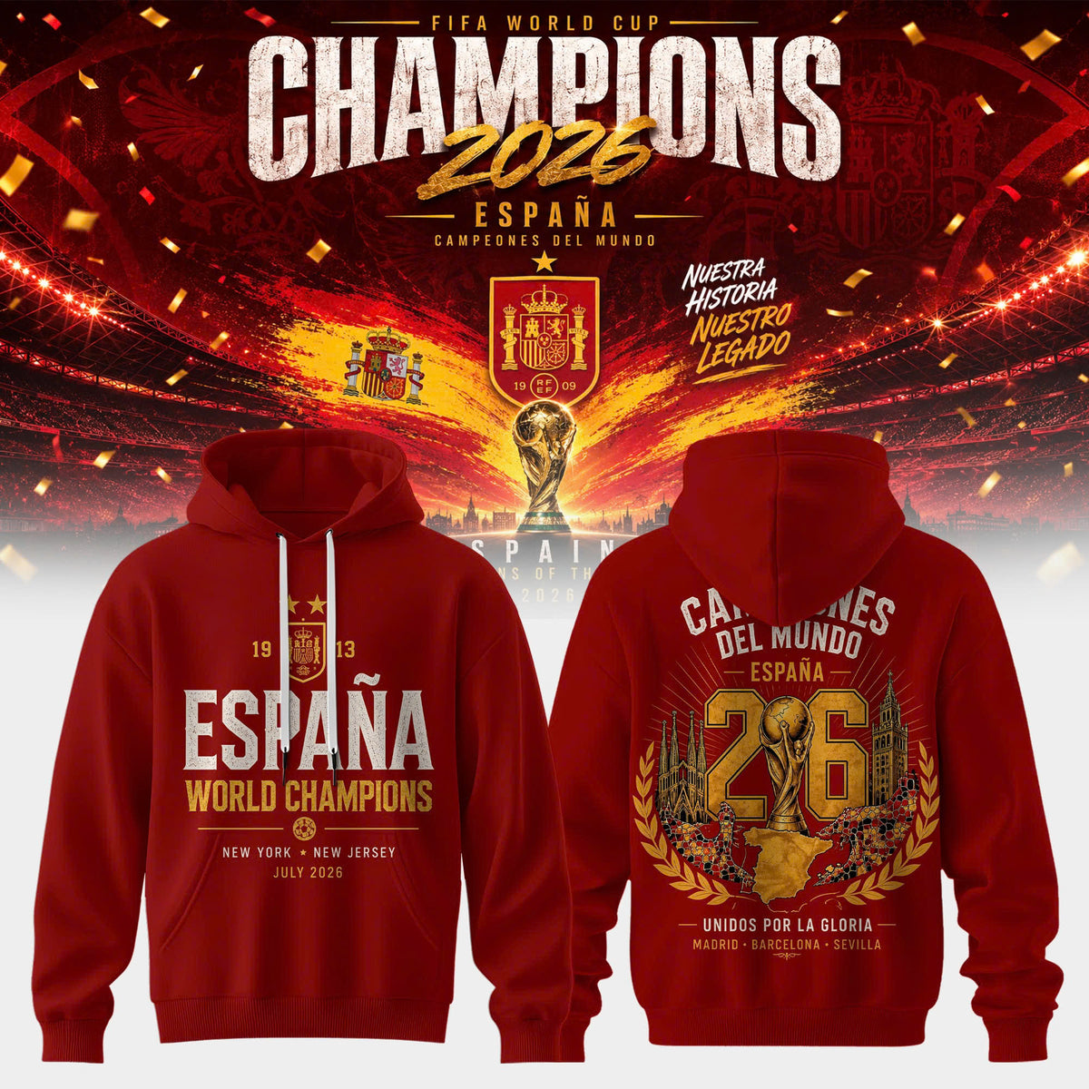 Spain World Cup Champions 2026 Hoodie