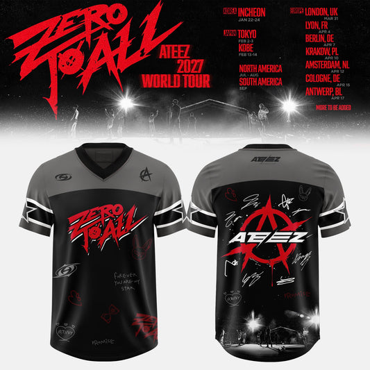 Ateez ZERO TO ALL WORLD TOUR 2027 Edition Football Jersey
