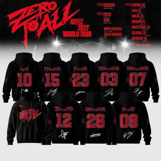 Ateez ZERO TO ALL WORLD TOUR 2027 Limited Edition Hoodie