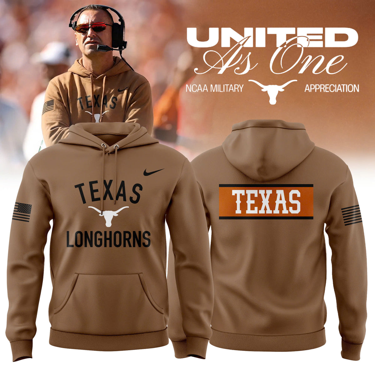 Texas Longhorns 2026 Military Appreciation Hoodie Camo