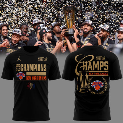 New York Knicks Jordan Brand 2025 NBA Cup Champions Locker Room T-Shirt “ Black