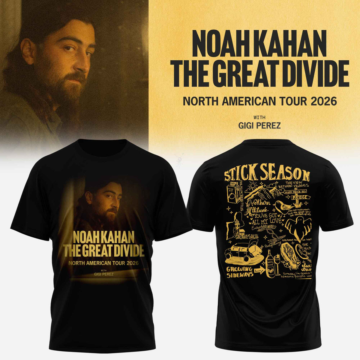 Noah Kahan “ The Great Divide Tour Merch Limited T-shirt