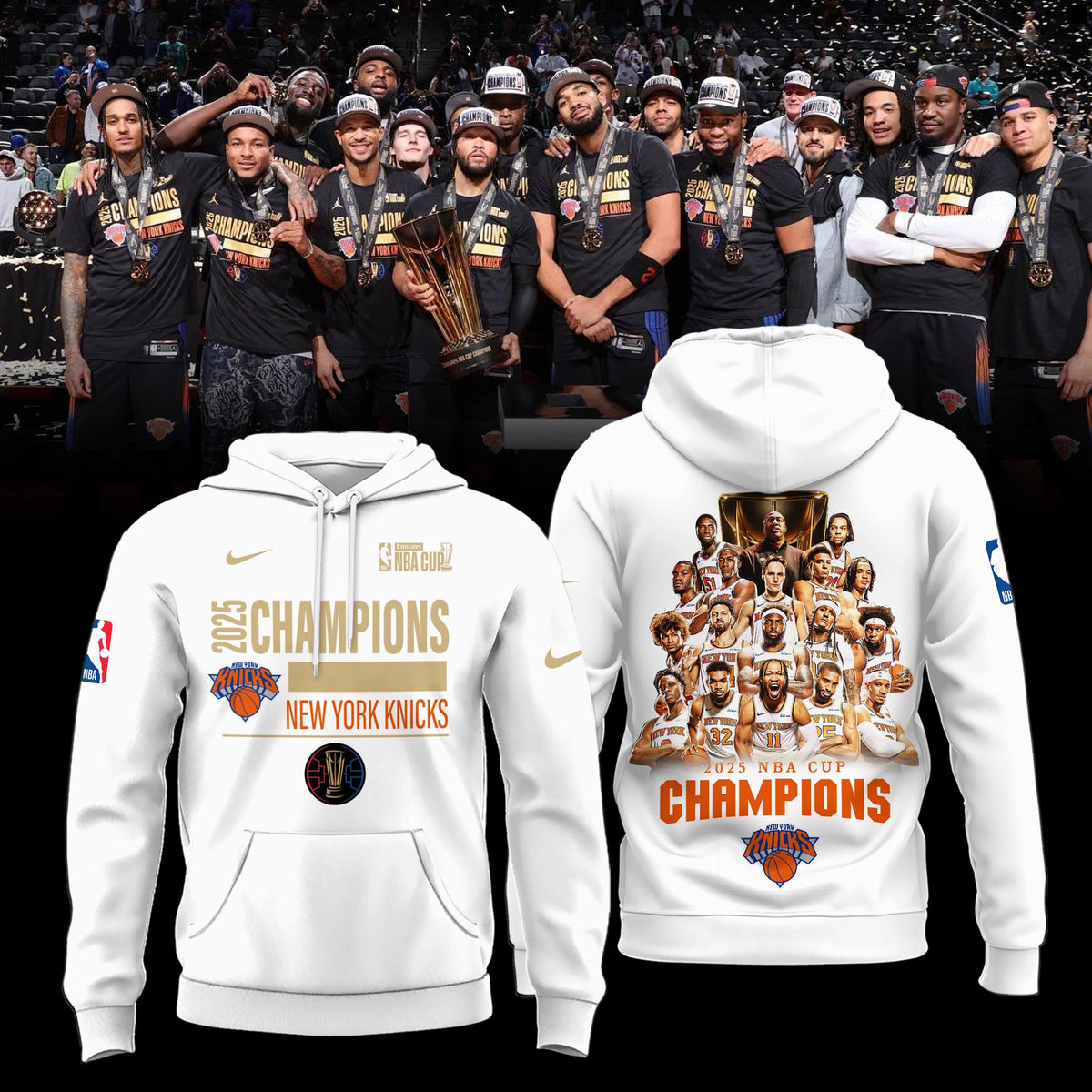 New York Knicks 2025 NBA Cup Champions Hoodie Limited Edition