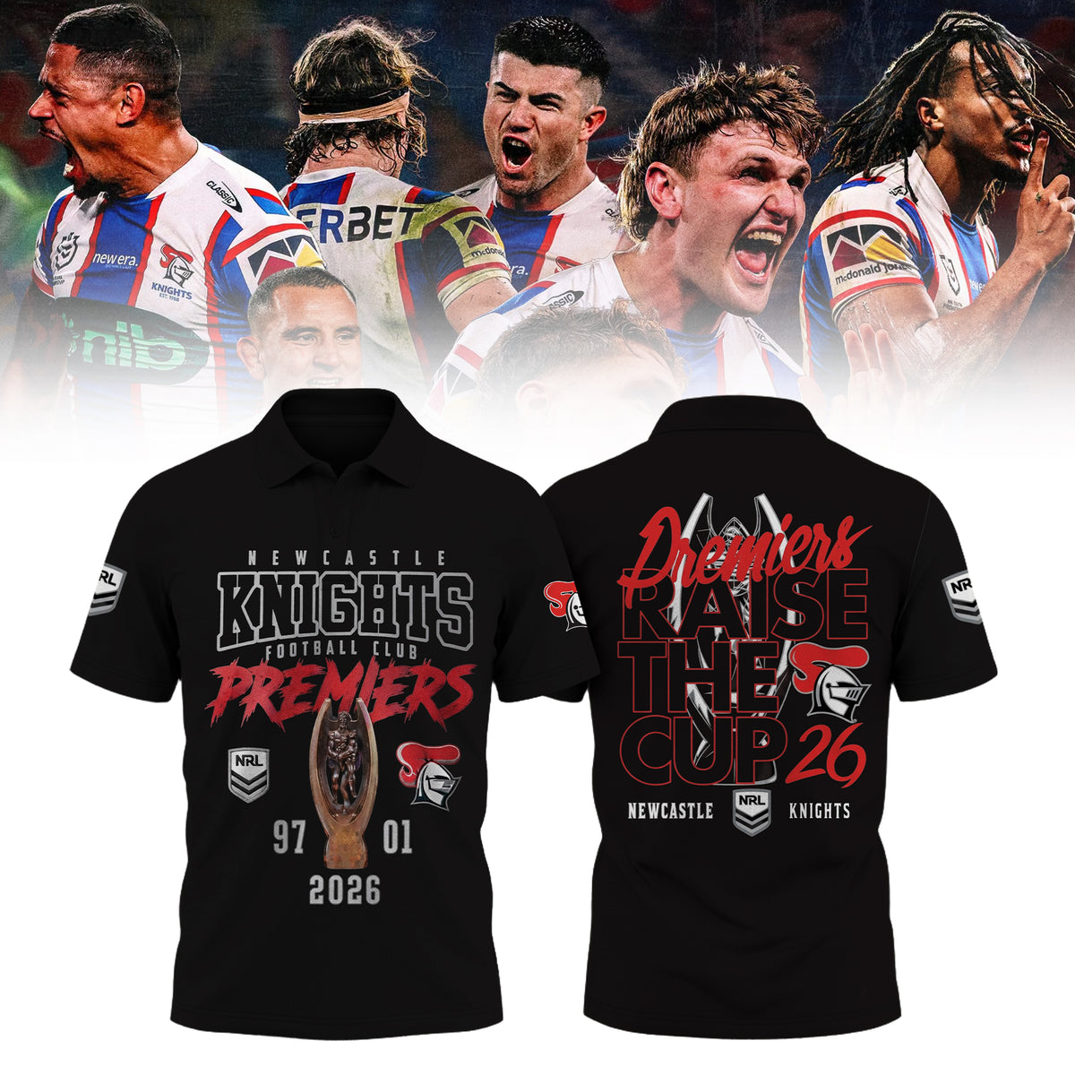 Limited Edition Newcastle Knights 🏆 NRL Premiers 2026 Polo