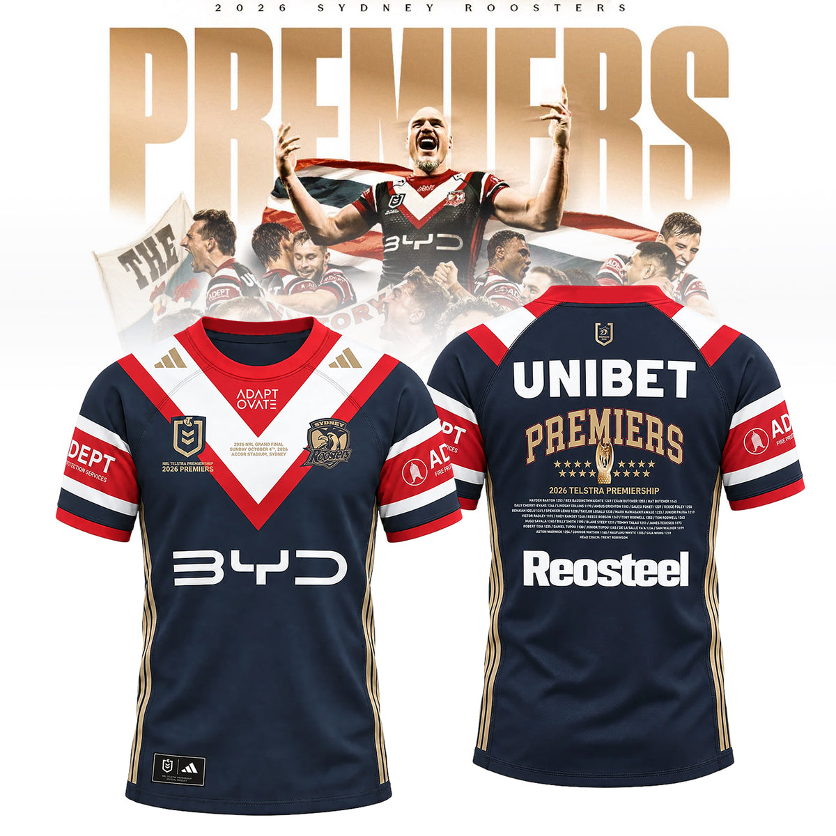 Limited Edition Sydney Roosters NRL Premiers 2026 Shirt