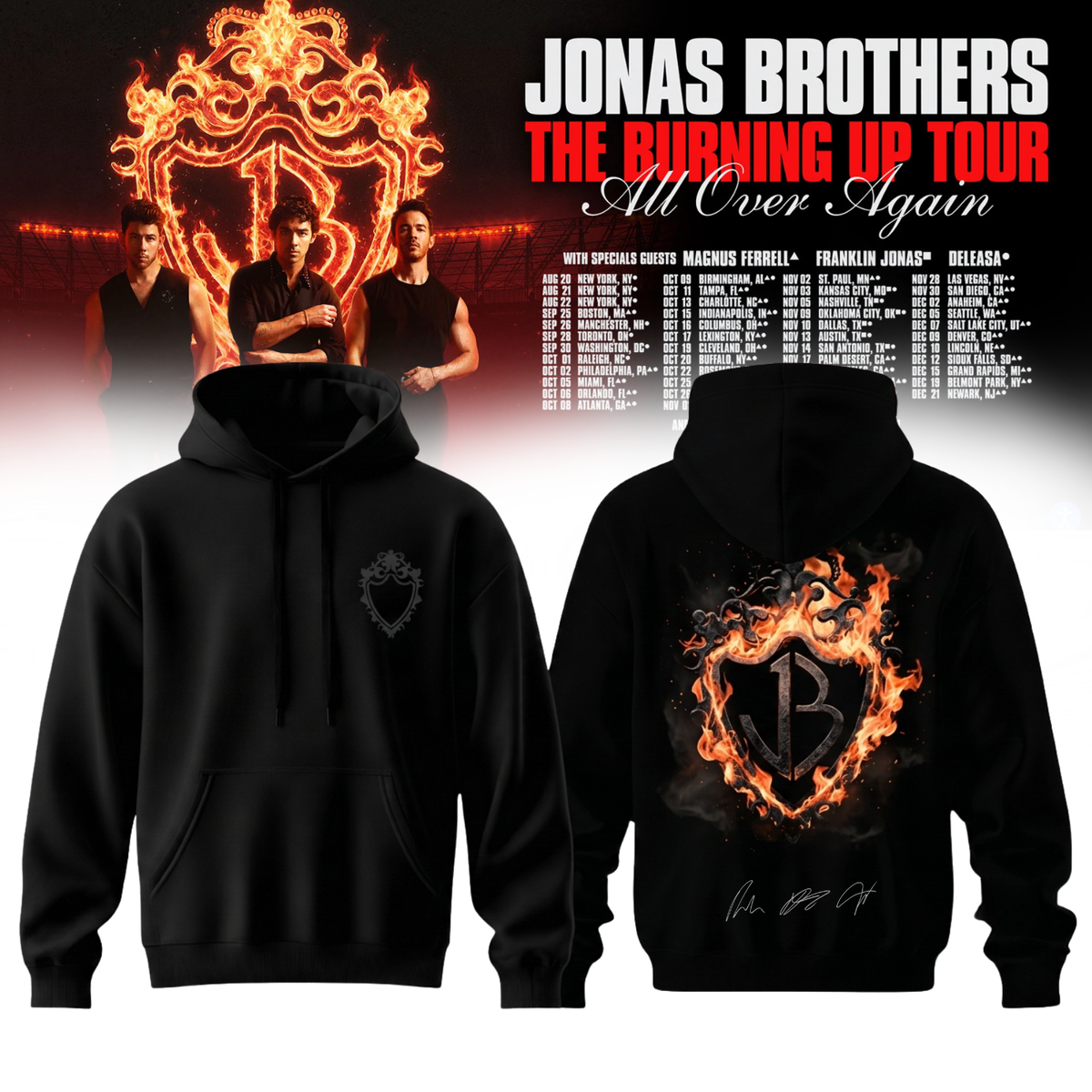 Jonas Brothers “The Burning Up Tour All Over Again 2026” Limited Edition Hoodie