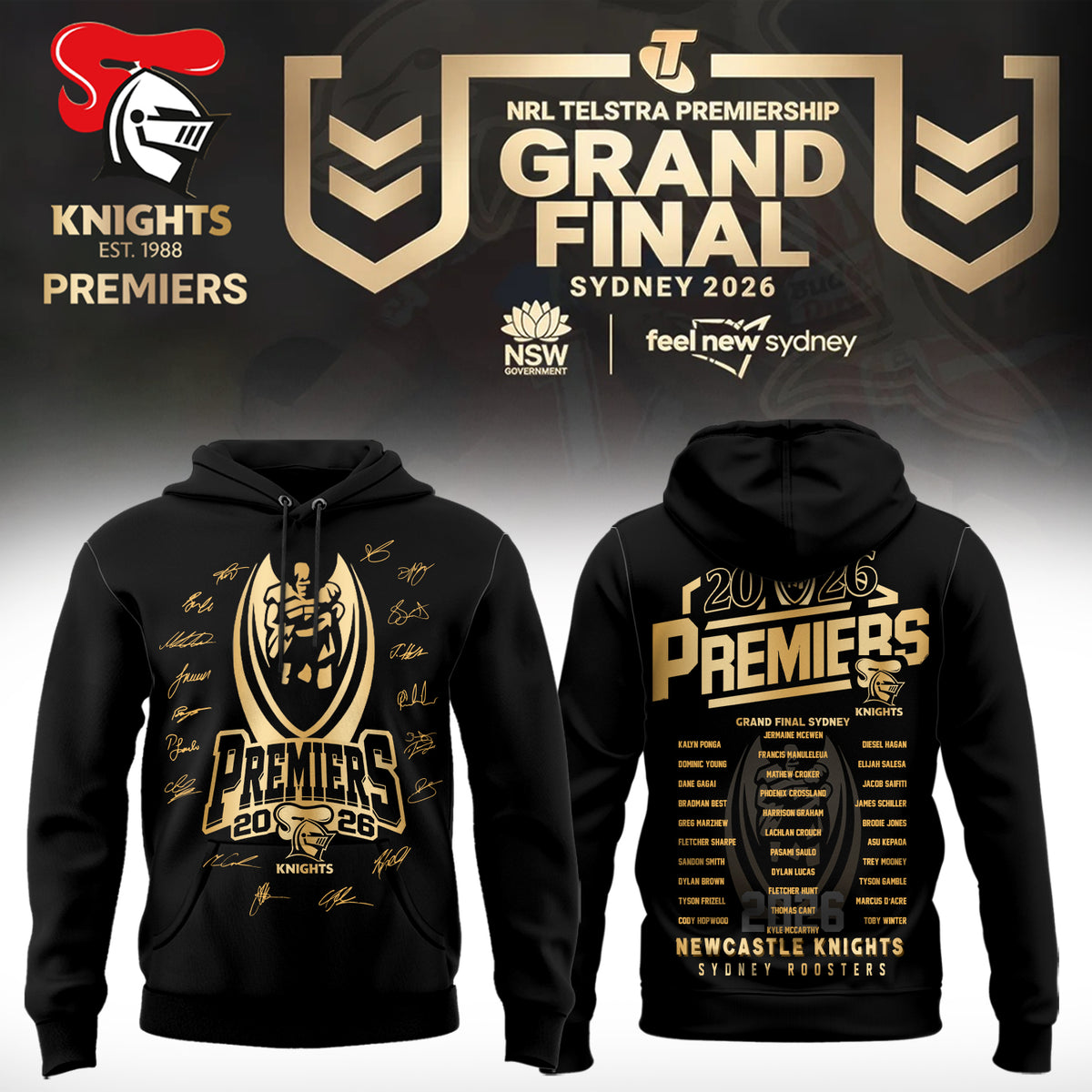 Newcastle Knights NRL Premiers 2026 Hoodie