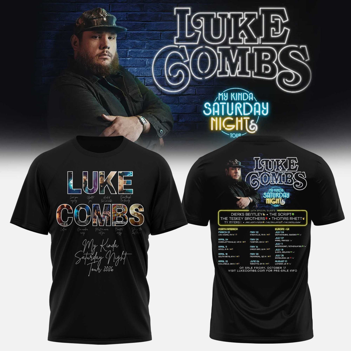 LUKE COMBS: MY KINDA SATURDAY NIGHT TOUR� T-SHIRT LIMITED