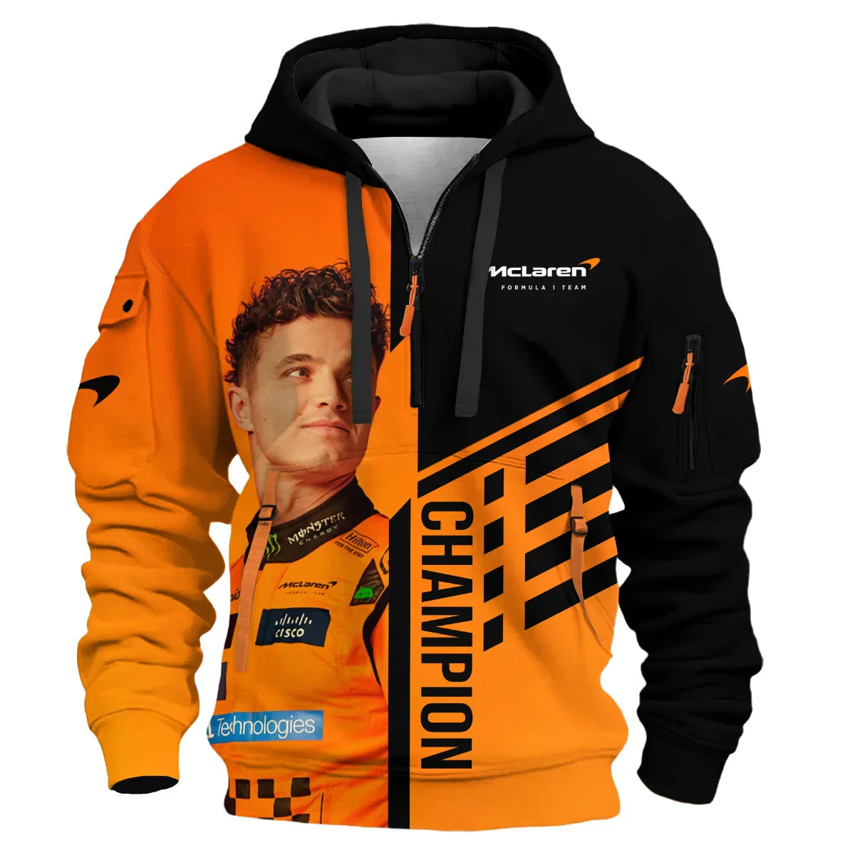 Champion From #4 to #1 Lando Norris McLaren F1 Team Hoodie Half Zip