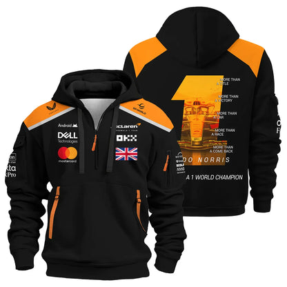 Champion From #4 to #1 Lando Norris McLaren F1 Team Hoodie Half Zip