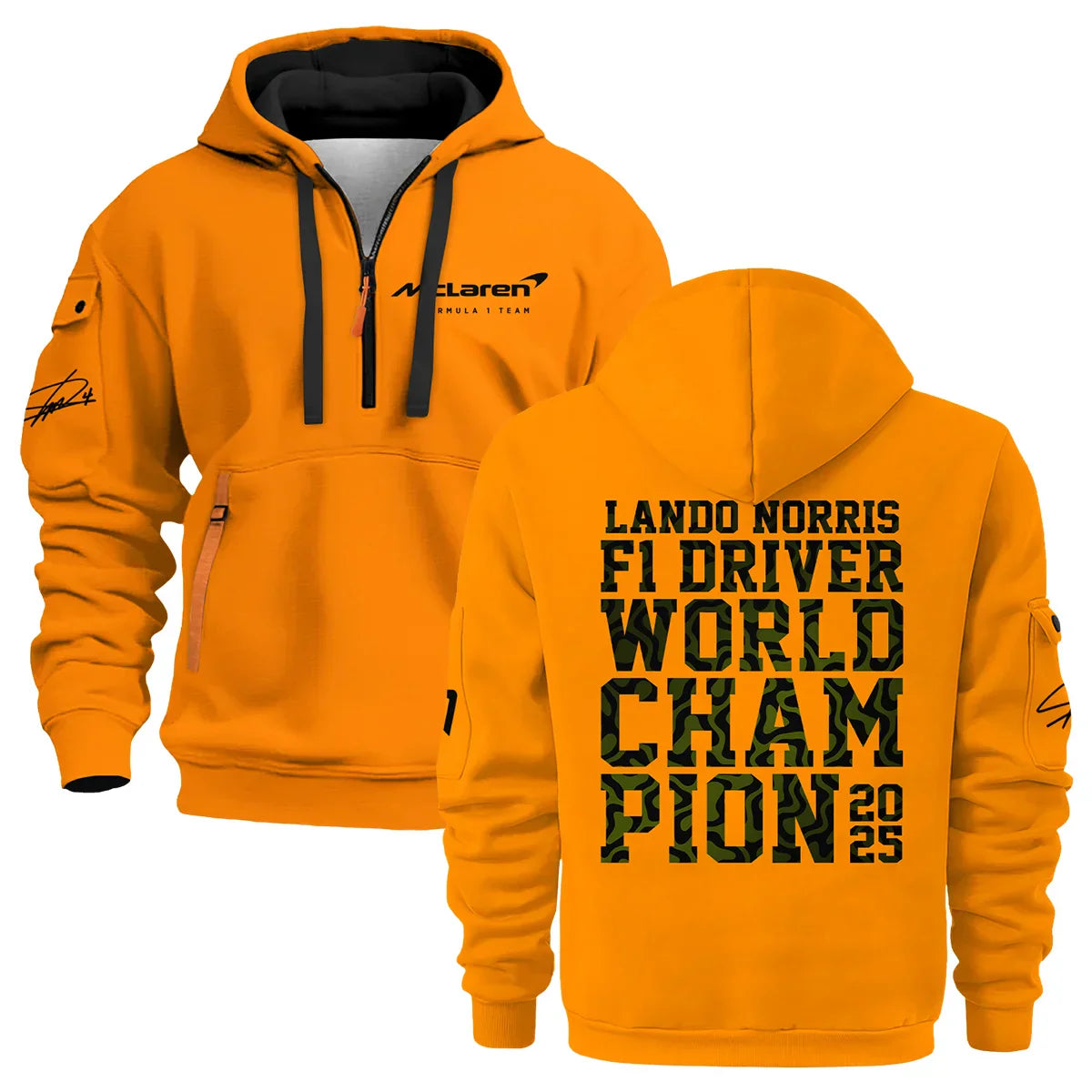 Champion From #4 to #1 Lando Norris McLaren F1 Team Hoodie Half Zip