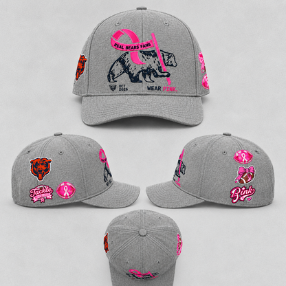 Chicago Bears Breast Cancer Awareness Hoodie - Real Bears Fans Wear Pink Grey Bomber Letterman