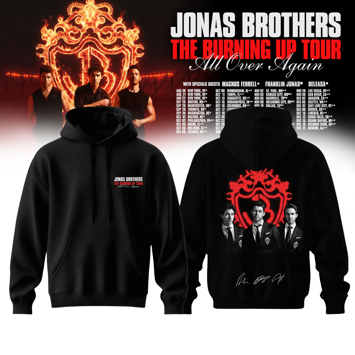 Jonas Brothers “The Burning Up Tour All Over Again 2026” Limited Edition Hoodie