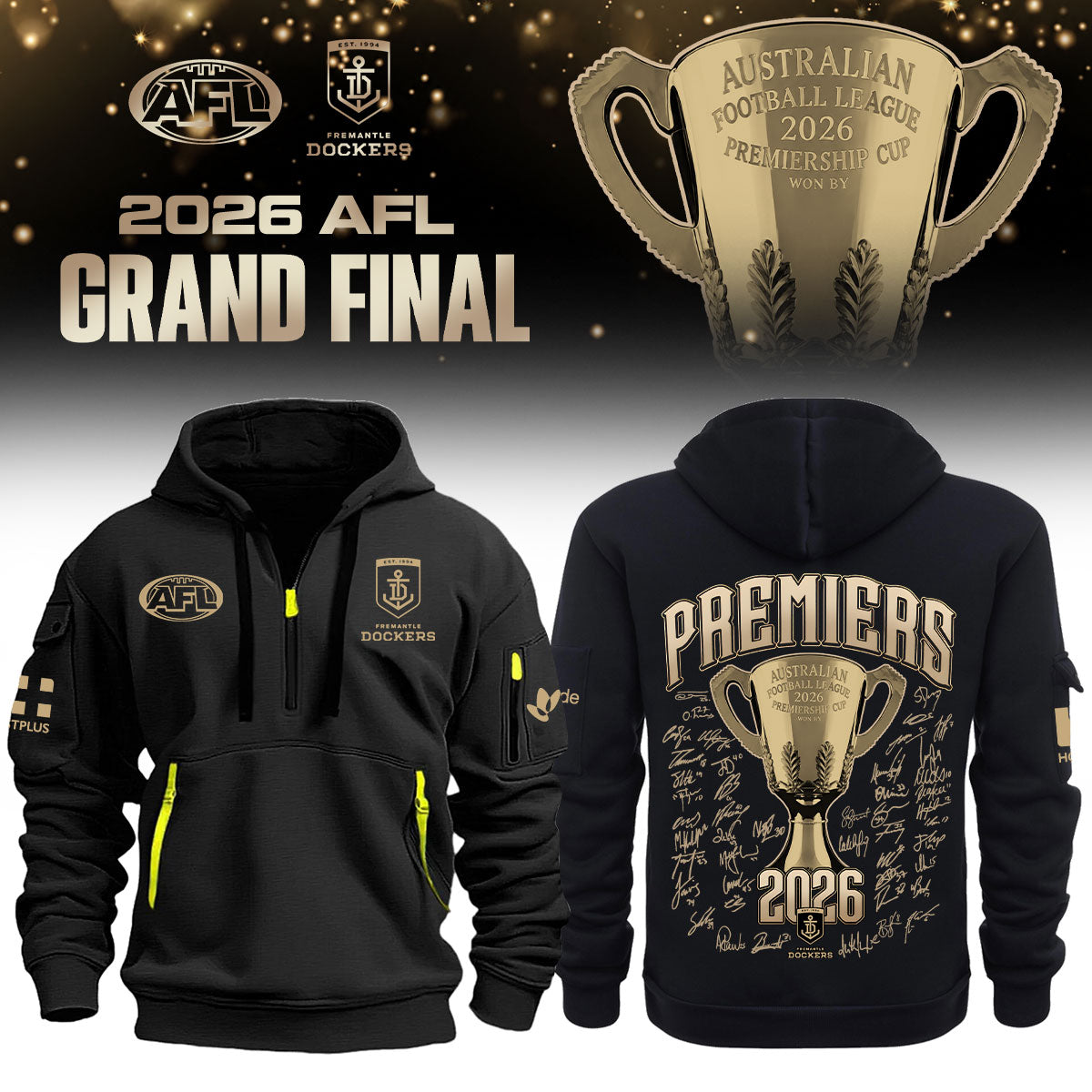 Fremantle Dockers AFL 2026 Premiership Champions Half ZipHoodie