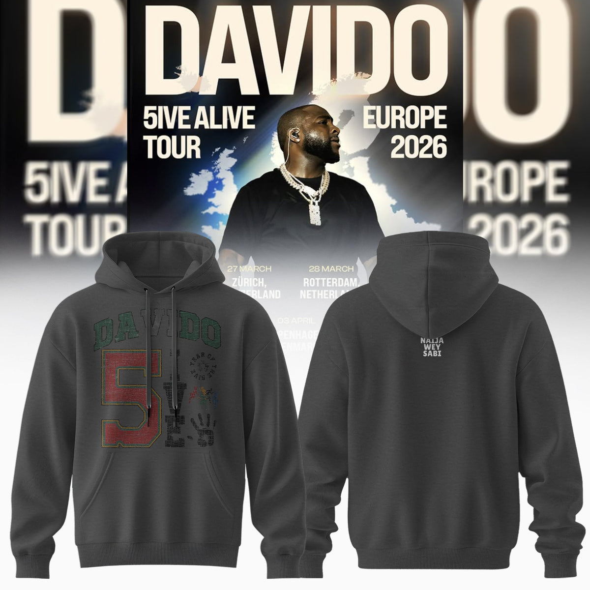 Davido “ 5IVE ALIVE TOUR “ EUROPE 2026 Collection