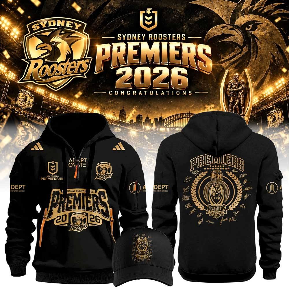 Sydney Roosters 2026 NRL Premiers Limited Edition Half ZipHoodie