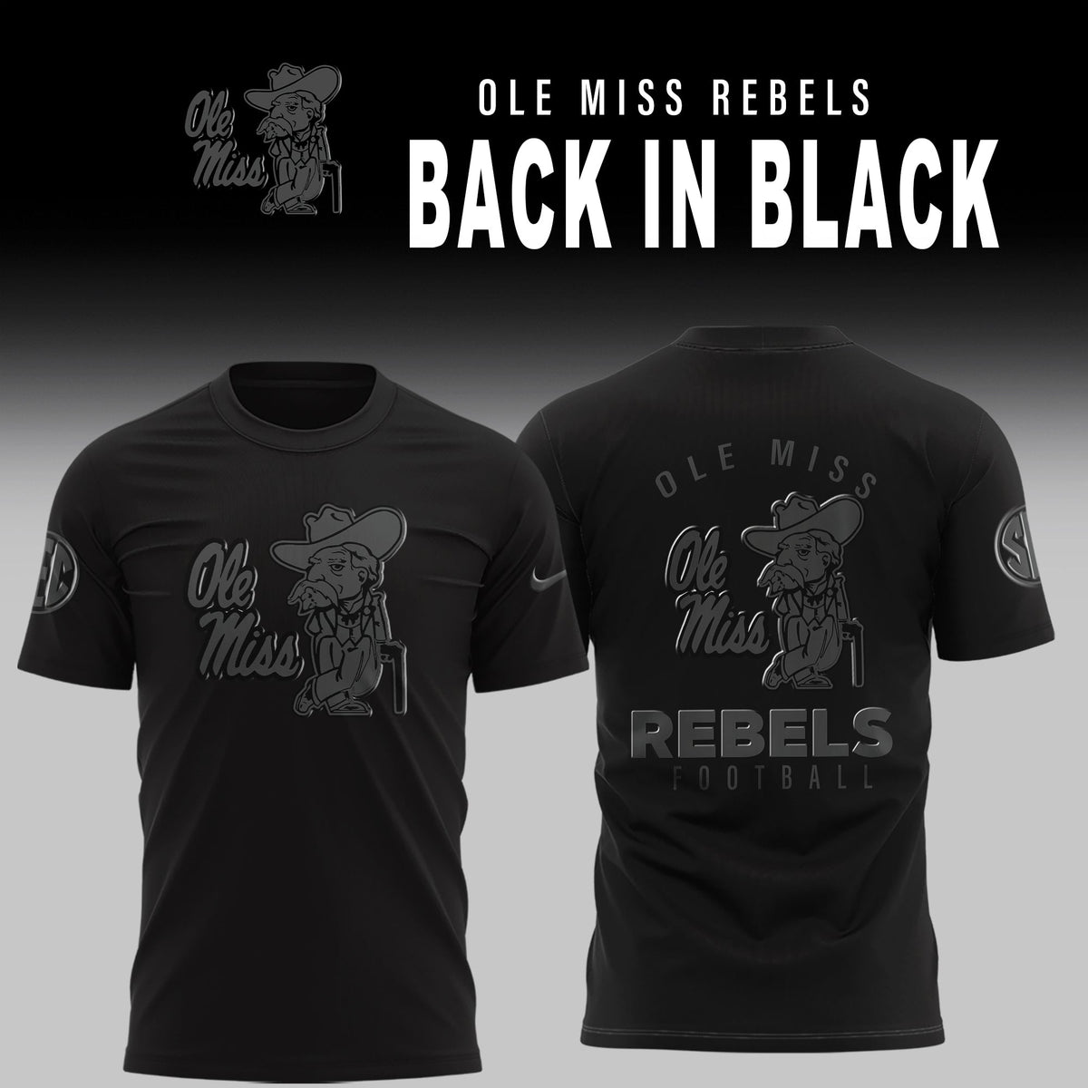 Ole Miss Football Back In Black Limited Edition Combo T-shirt