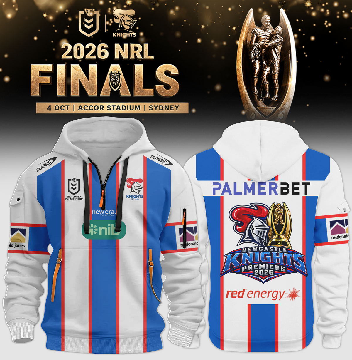 Newcastle Knights NRL Premiers 2026 Half ZipHoodie