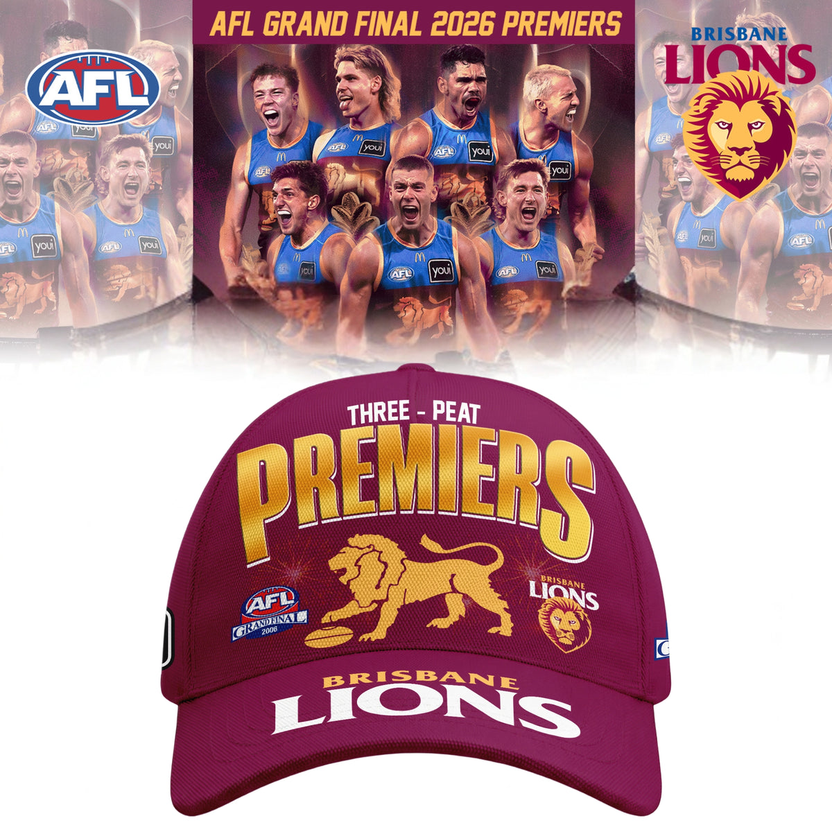 Brisbane Lions AFL 2026 Premiership Champions Half ZipHoodie