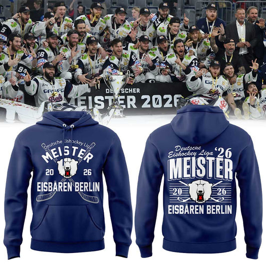 Eisbären Berlin Deutsche Eishockey Liga Meister 2026 Hoodie Blue